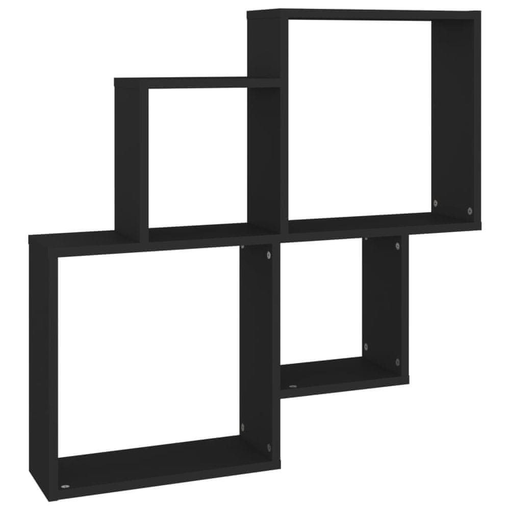 Vidaxl Nástenná polica, kocka, čierna 80x15x78,5 cm, kompozitné drevo